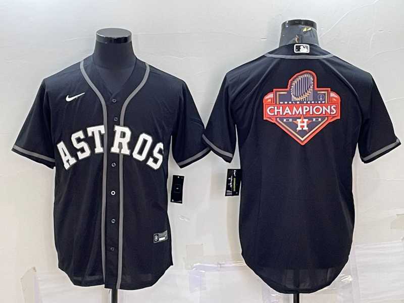 Mens Houston Astros Black Champions Big Logo Stitched MLB Cool Base Nike Jersey